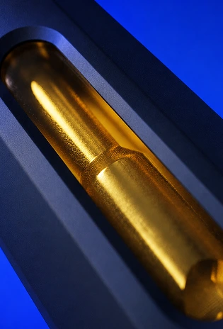 The gold oil reservoir behind the Briq's window
