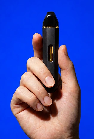A Briq held upright in a hand