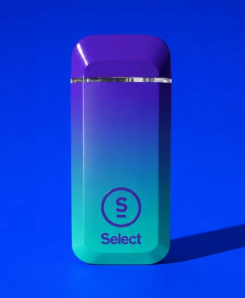 A Briq finished in a purple-to-teal gradient, carrying the Select mark