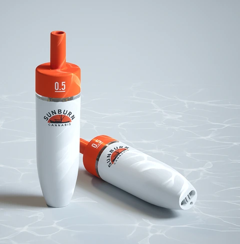 Two Buoy devices on water, one standing and one lying beside it