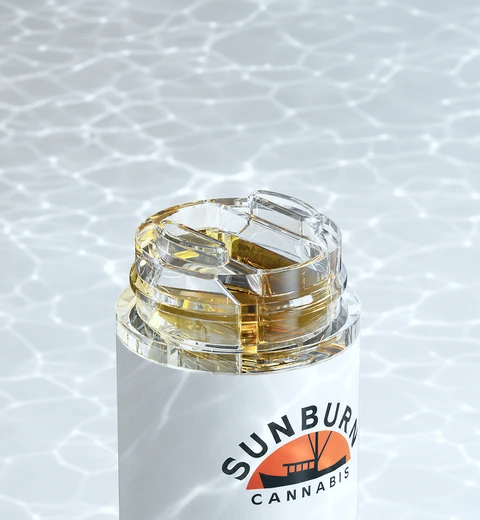 The clear top of a Buoy device, filled with rosin