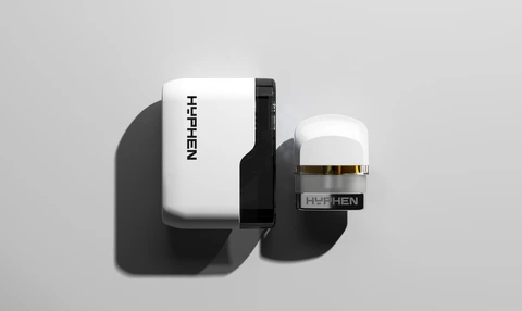 The Hyphen device and pod, seen from above