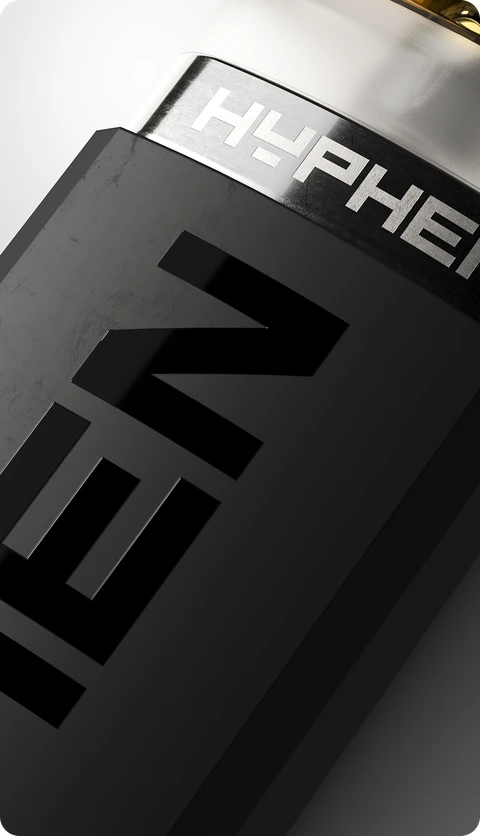 The Hyphen wordmark debossed across the battery