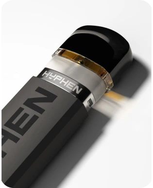 The Hyphen pod's banded mouthpiece in close-up