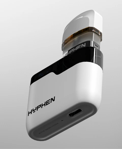 The white Hyphen device with its pod lifted clear