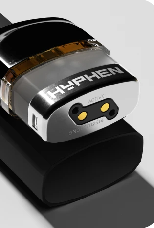 The pod's contacts and the battery it sits on